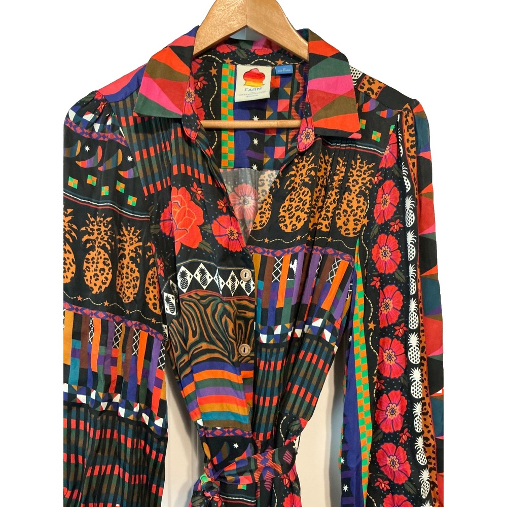 Farm Rio Anthropologie Colorful Artistic Statement Dress Size M - Picture 3 of 6
